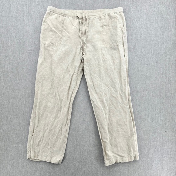 Liz Claiborne Pants - Liz Claiborne Pants Womens XL Beige Classic Linen Blend Straight Leg